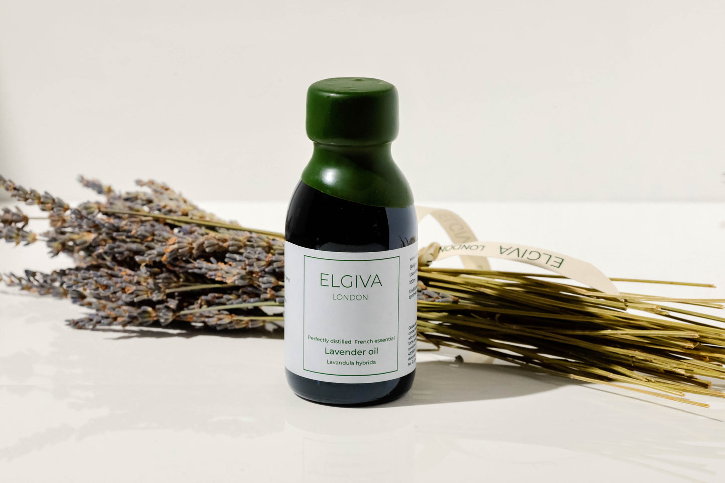 Signature 100ml wax topped bottle of Elgiva London lavender oil lavandula hybrida
