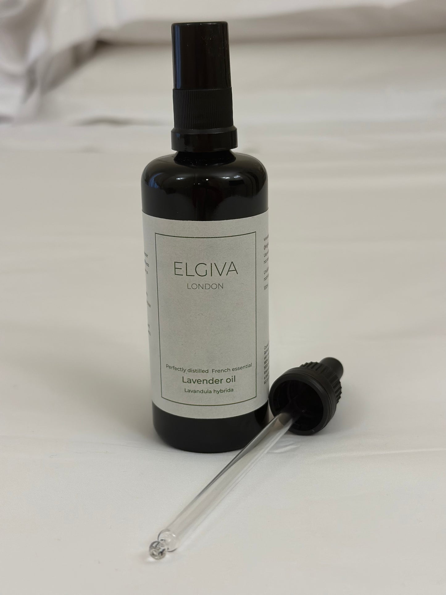 00ml Elgiva London essential Provencal lavender oil, lavandula hybrida, 100% natural, traditionally distilled, undiluted with spray dispenser and screw in pipette
