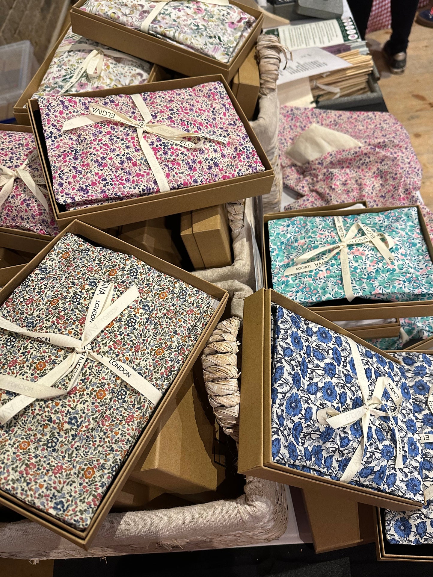 Liberty print lavender sachets on display