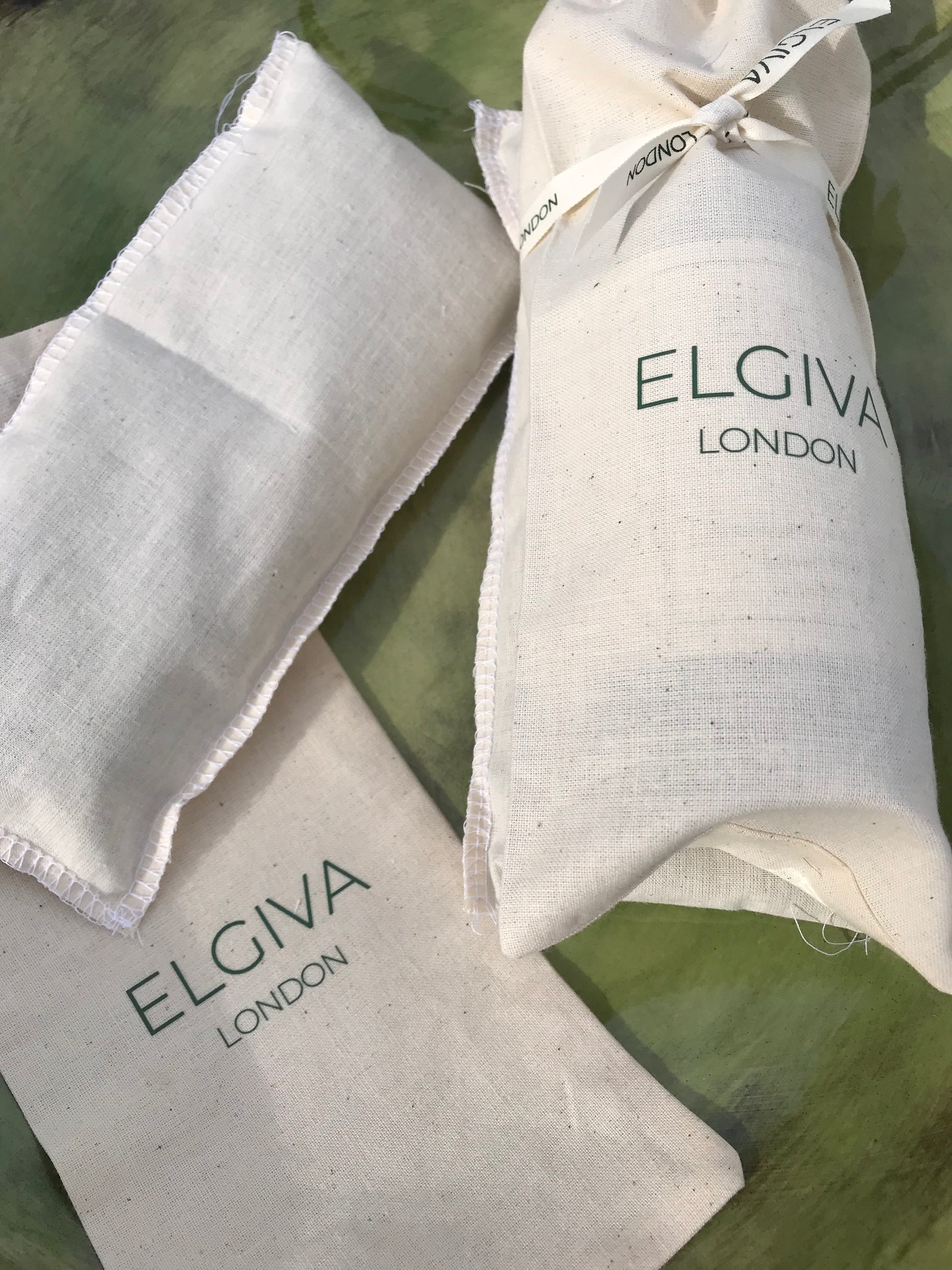 Elgiva London branded calico gift bag with lavender sachet