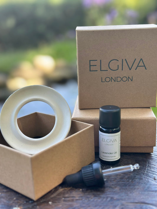 Elgiva London Lavender Oil Gift Box with Ceramic Fragrance/Vapour Ring