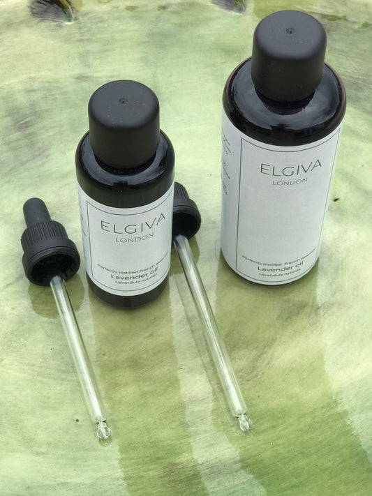 Elgiva London pipette droppers to screw into 50ml and 100ml bottles of lavender oil to aid dispensing a small quantity of lavender oil