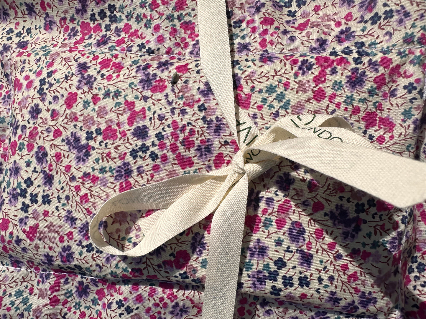 Eligva Liberty print sachet - boxed with Elgiva ribbon tied around it