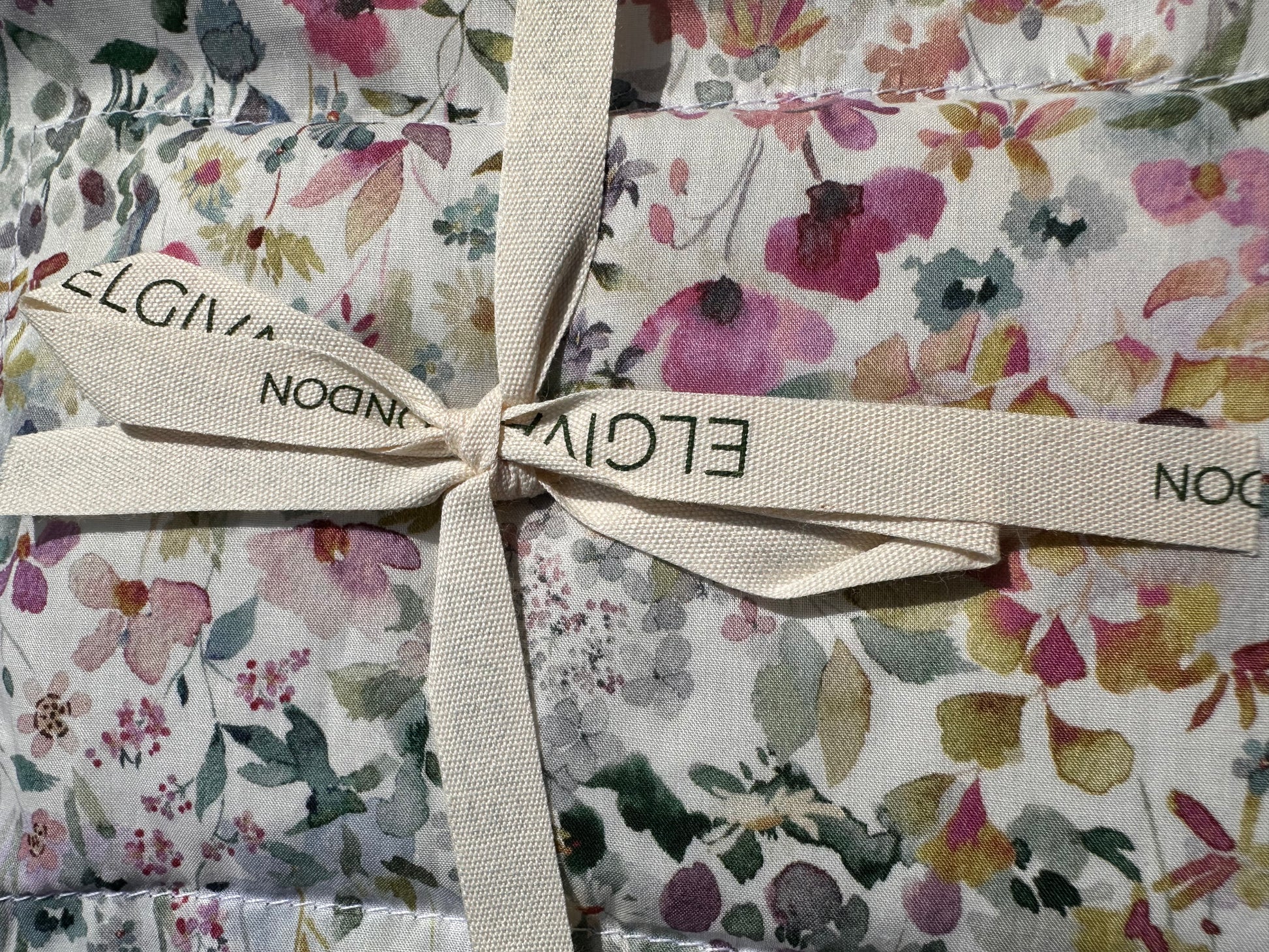Elgiva lavnder sachet in Liberty print tied with Elgiva ribbon