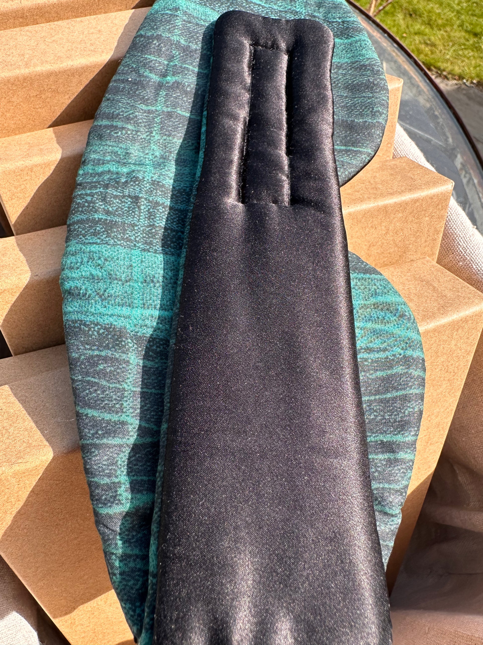 Blackout luxury Elgiva silk sleep mask adjustable for all head sizes, handstitched in the UK, breathable 