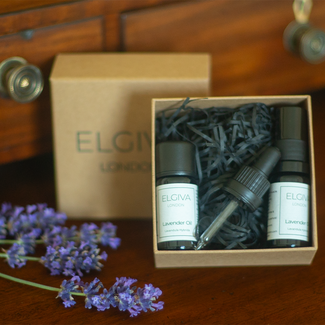 Elgiva London Original Lavender Oil Gift Box with two 10ml bottles and pipette