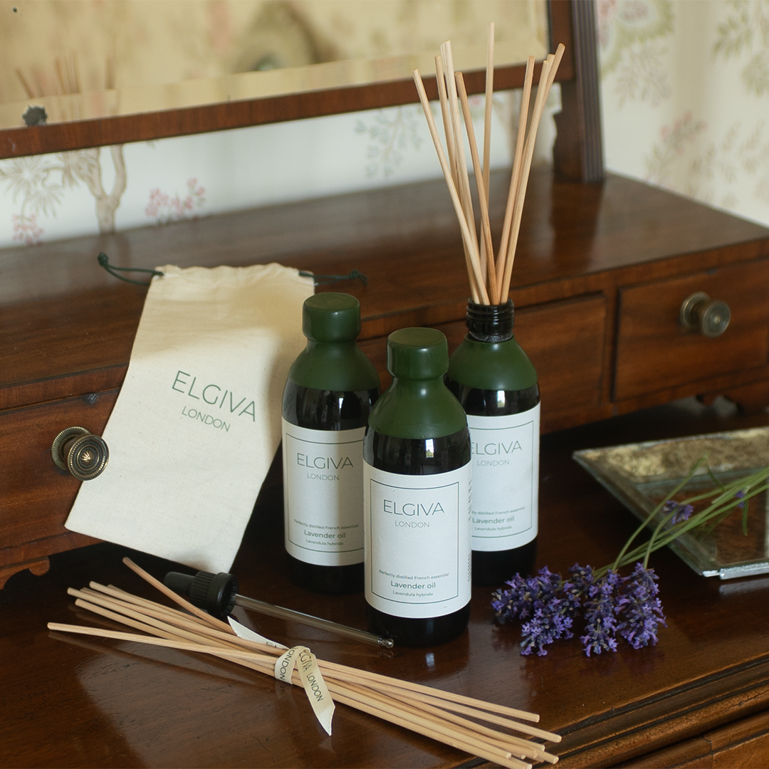 Elgiva London 250ml lavender oil in a signature wax-topped bottle